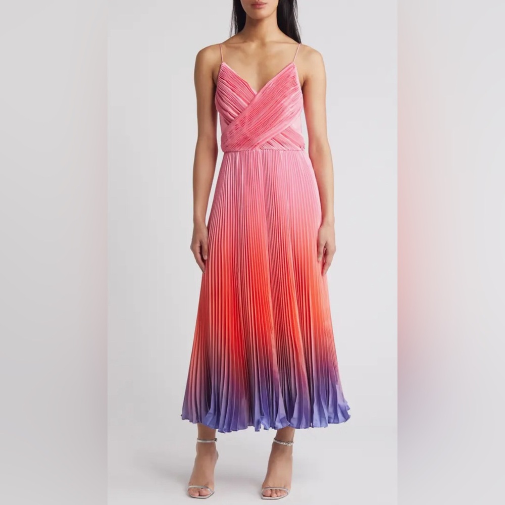 Hutch Fiji Plissé Faux Wrap Fit & Flare Dress